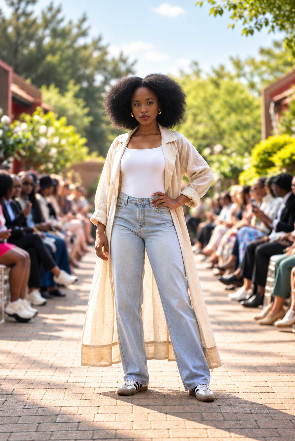 Ivory linen trench coat on the Summer runway